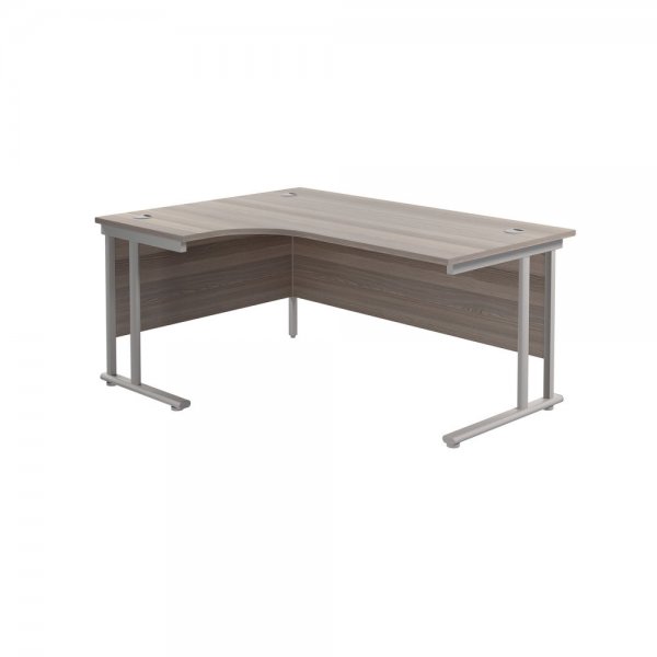 Jemini 1600mm Grey Oak/Silver Cantilever Left Hand Radial Desk